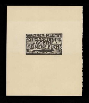 Titelblatt zu Walther Klemms Holzschnitten zu Reineke Fuchs
