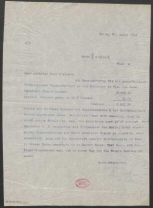 Brief an Eugen d' Albert : 27.04.1914