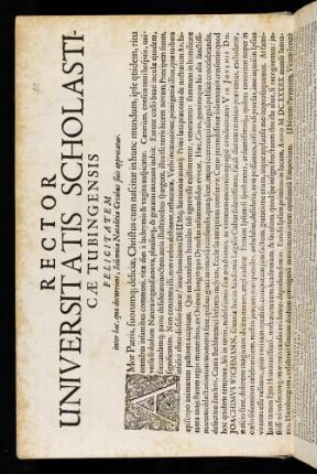 Rector Universitatis Scholasticae Tubingensis Felicitatem inter haec, quae decurrunt, Solennia Natalitia Civibus suis apprecatur
