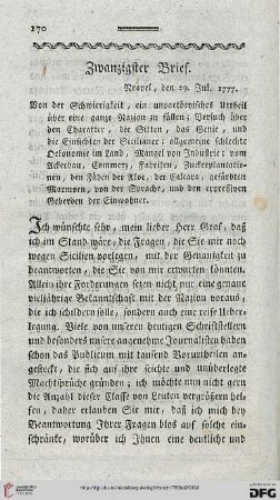 Zwanzigster Brief