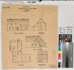 Velen (Velen) Erweiterung des Forsthauses Ansichten, Schnitte, Grundriß 1903 1 : 100 54 x 46,5 Zeichnung Landsberg-Velensches Bauamt A. Kamphof Landsberg-Velen