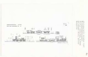 Verkehrsknotenpunkt, Essen-Leithe (Diplomarbeit bei Bernhard Hermkes): Schnitte durch Bahnhofsgebäude und City 1:1000
