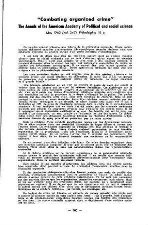 565-569, "Combating organized crime". The Annals of the American Academy of Political and social science