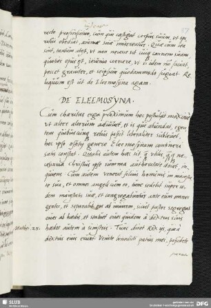 DE ELEEMOSYNA.