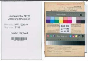 Entnazifizierung Richard Grothe , geb. 14.10.1903 (Zollsekretaer)
