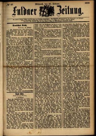 Ausgabe vom Mittwoch, den 20. Februar 1889.