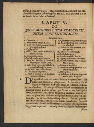 Caput V. De Iure Minoris Circa Praescriptionem Conventionalem.