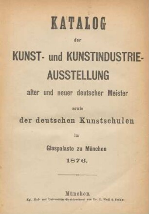 Theil 1: [Werke neuer deutscher Meister und der deutschen Kunstschulen]