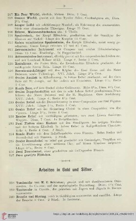 Arbeiten in Gold und Silber (Nr. 238 -340)