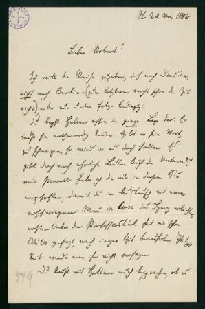 Brief vom 24. Mai 1882