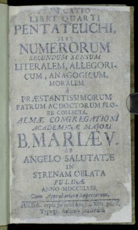 4: Explicatio Libri Quarti Pentateuchi, Sive ....