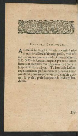 Lectori Benivolo.