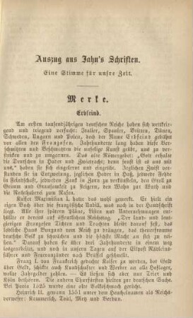 Auszug aus Jahn's Schriften