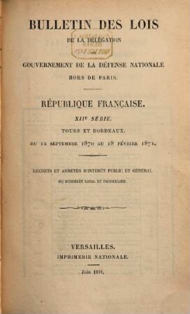 Bulletin des lois de la République Française. Partie principale. [2,a]
