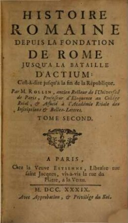 Histoire Romaine Depuis La Fondation De Rome Jusqu'A La Bataille D'Actium: C'est à-dire jusqu'à la fin de la République, 2
