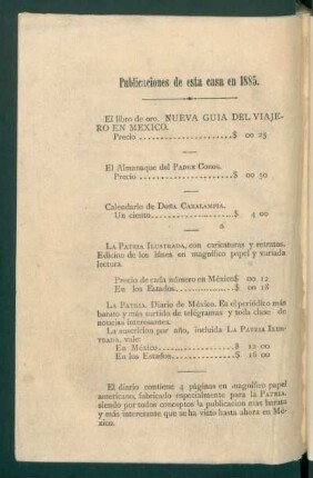 Publicaciones de esta casa en 1885.