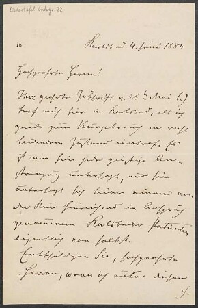 Brief von Eduard Hanslick an Mainzer Liedertafel