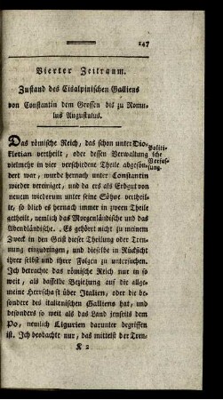 Vierter Zeitraum. Zustand des Cisalpinischen Galliens von Constantin dem Grossen bis zu Romulus Augustulus