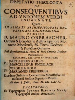 Disp. theol. de consequentibus ad unionem verbi incarnati