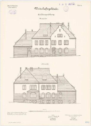 Pionierkaserne, Graudenz Wirtschaftsgebäude: Aufriss Nordansicht und Südansicht 1:100