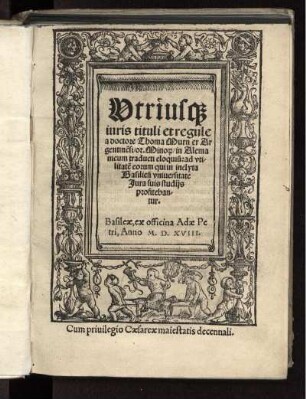 Utriusque juris tituli et regule a doctore Thoma Murn er Argentin~esi