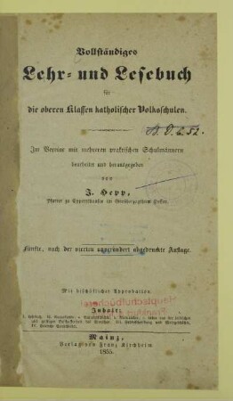 Vollständiges Lehr- und Lesebuch für die oberen Klassen katholischer Volksschulen
