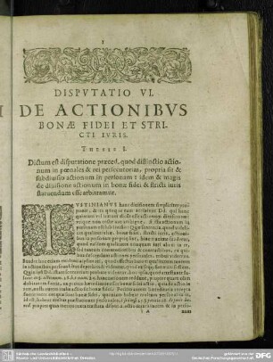 Disputatio VI. De Actionibus Bonae Fidei Et Stricti Iuris