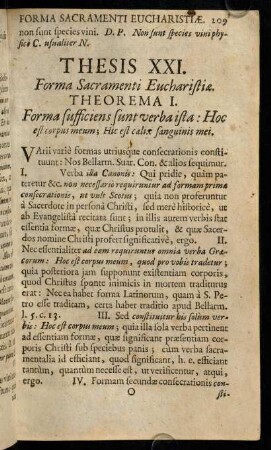 209-218, Thesis XXI. Forma Sacramenti Eucharistiae.