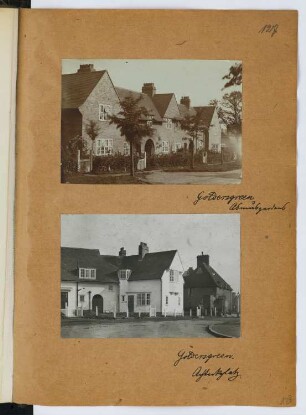 Asmus Gardens, London-Golders Green. Achteckplatz, London-Golders Green: Ansichten (aus: Skizzen- und Fotoalbum 26)
