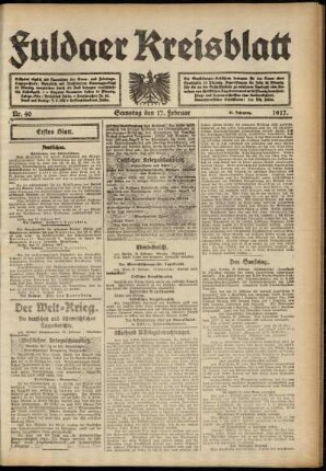 Erste Ausgabe vom Samstag, den 17. Februar 1917.