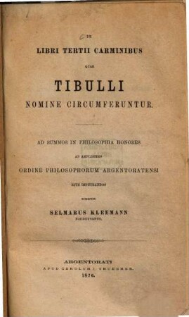 De libri tertii carminibus quae Tibulli nomine circumferuntur
