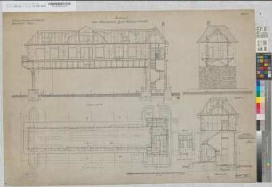Entwurf zum Stellwerksgebäude "Yo" auf Bahnhof Vorhalle, Blatt 1: Grundrisse, Schnitte, M. 1:50 Stnr.: 45, Hgs, Bunr.: 1, Blnr.: 1