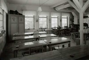 Unterrichtsraum mit Lehrwerkstatt, Schuhfabrik Stadler, Roßwein, um 1939