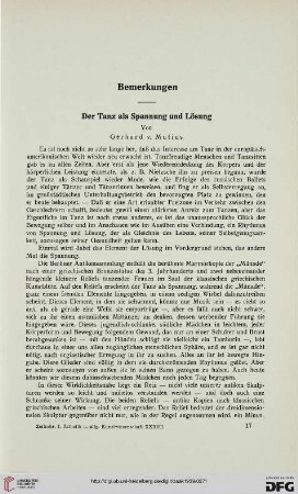 Der Tanz als Spannung und Lösung