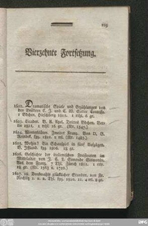 Vierzehnte Fortsetzung.