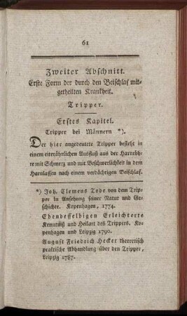 Erstes Kapitel. Tripper bei Männern – Drittes Kapitel. Unechter Tripper