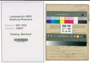 Entnazifizierung Bernhard Passing , geb. 18.06.1908 (Arbeiter)