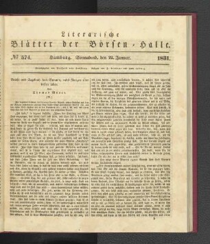 No 574. Hamburg. Sonnabend, den 22. Januar. 1831.