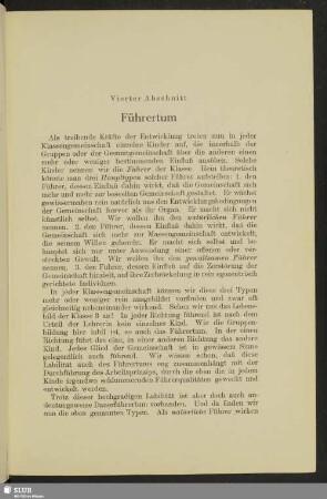 Vierter Abschnitt. Führertum