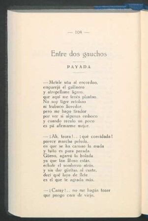 Entre dos gauchos : Payada