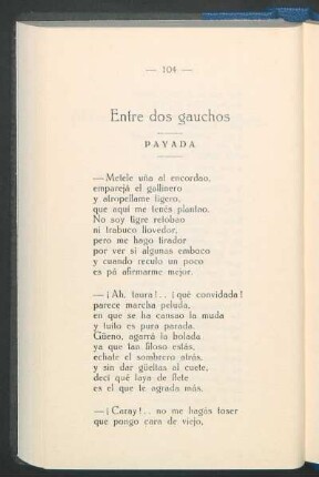 Entre dos gauchos : Payada