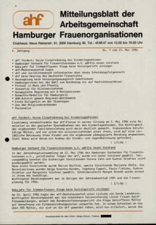 Mitteilungsblatt der Arbeitsgemeinschaft Hamburger Frauenorganisationen