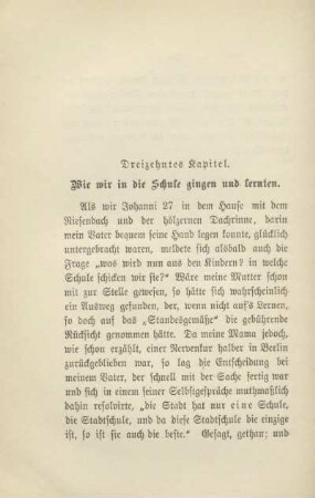 Dreizehntes Kapitel. Wie wir in die Schule gingen und lernten