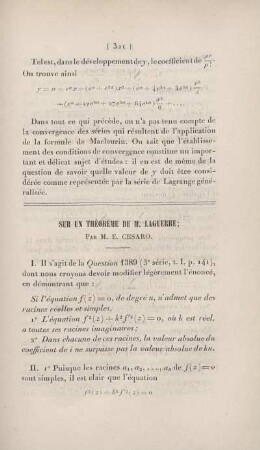 Sur un théorème de M. Laguerre.