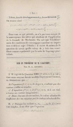 Sur un théorème de M. Laguerre.