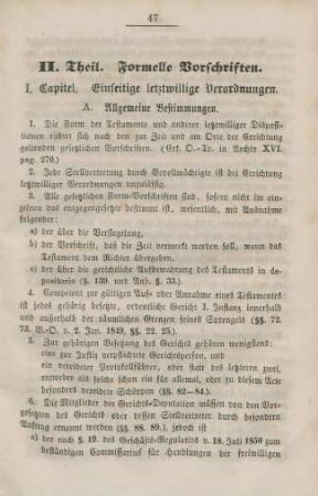 II. Theil. Formelle Vorschriften.