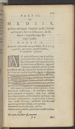 Caput I. De primo restaurandi antiqui Status Medio; quod est, universalis amnestiae sanctio, & Concordiae restitutio.