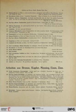 Arbeiten in Bronze, Kupfer, Messing, Eisen, Zinn (Nr. 282-351)