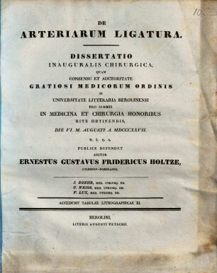 De arteriarum ligatura : accedunt tabulae lithographicae XI.
