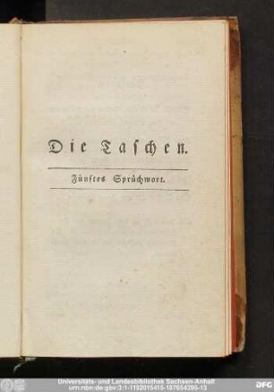 Die Taschen. Fünftes Sprüchwort.